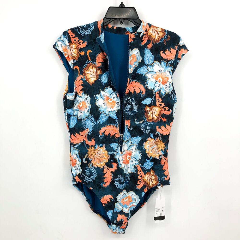 SEAFOLLY Spring Festival Zip Front One Piece Swimsuit US 12 Navy Blue Floral NWT - Picture 5 of 13